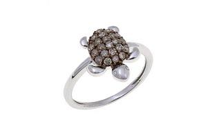 0.33ctw Champagne Diamond "Turtle" Sterling Silver Ring