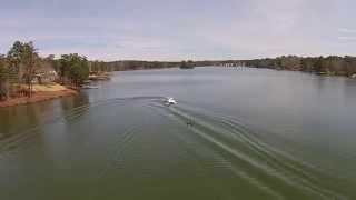 Wake boarding in March on Lake Harding