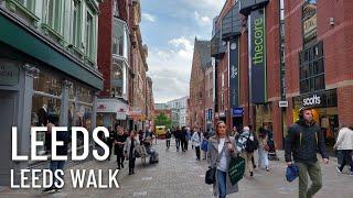 Leeds walk - Walking at Leeds Busy City Centre and Shopping Streets