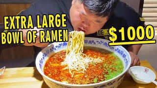 Brother Monkey challenges the super-large ”Beef Ramen” and wins a prize of NT$1000 after eating it