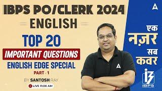 IBPS PO & Clerk 2024 | Top 20 Important Questions | English By Santosh Ray