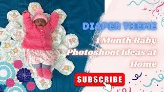 Baby monthly photoshoot ideas  With Diapers #monthlybabyphotoshoot