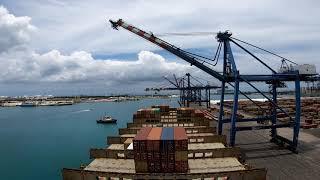 GoPro Timelapse - Container Vessel Departing Procedure Grand Bahamas, Free Port