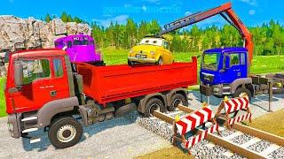 Big & Small Long Snake Mcqueen with Spinner Wheels vs Minecraft vs Thomas Trains - BeamNG.Drive
