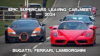 EPIC SUPERCARS LEAVING CAR MEET 2024! Bugatti, Ferrari, Lamborghini!