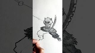 Speed drawing Stickman Inosuke #shorts #anime #drawing #demonslayer