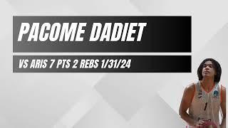 Pacome Dadiet vs Aris (7 PTS 2 REBS 2 STL) 1/31/24