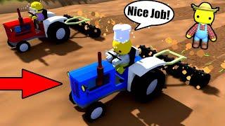 2 PLAYERS WORKING WITH A TRACTORS ON THE FARM in WOBBLY LIFE!!! (FARMERS OUTFIT UNLOCKED)