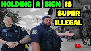 Holding A Sign In Public Is Illegal Now! Funny 1A Audit! Oskaloosa Iowa PD #journalism