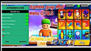 stumble guys mod menu 0.78.5 unlimited everything unlock emotes unlock skins download link