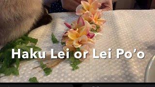 Haku lei or lei po’o (flower crown) making