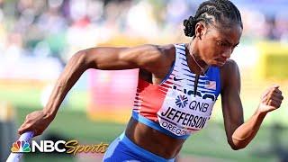 Team USA women crush 4x100 heat, setting up showdown with Jamaica in final | NBC Sports