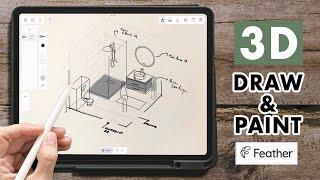 I SKETCH my bathroom in 3D!! - FEATHER 3D app guide & tutorial 