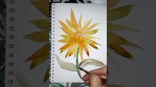 Easy watercolor sunflower step by step tutorial #shorts