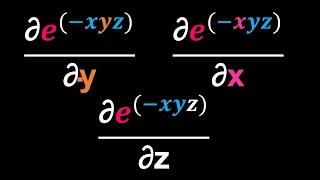 Partial derivatives of e^(-xyz)