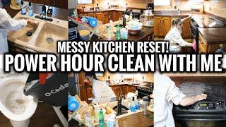 POWER HOUR CLEAN WITH ME! Messy Kitchen Reset, Before & After 