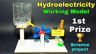 How to make hydro powerplant working model Hydroelectricity science exhibition project working model