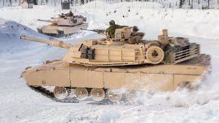 Several US M1 Abrams Tanks Drifting on Ice