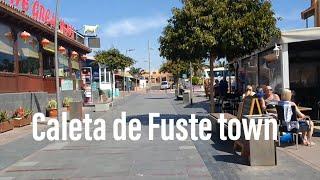 Walk around Caleta de Fuste town center main streets Fuerteventura shops bars restaurants