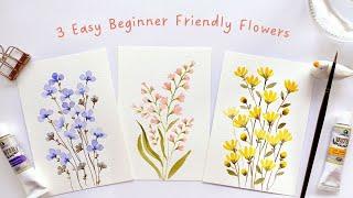 3 EASY beginner friendly watercolor flower doodles (2nd edition)