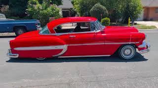 Bagged 54 Chevy Bel Air 2dr Hardtop lowrider Bomb straight pipes rappin pipe