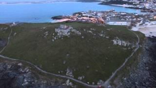 The Island St Ives Cornwall with a drone in 4k