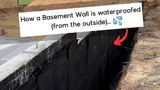 How a Basement Wall is waterproofed (from the outside)…