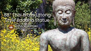 88" Buddha Statue Huge Thai Brass Uttong Style Earth Touching Buddha, www.lotussculpture.com
