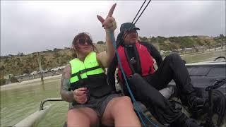 Friends try sailing on Hobie Island for New Years