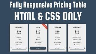 Responsive Pricing Table - HTML and CSS Only (HTML CSS TUTORIAL)