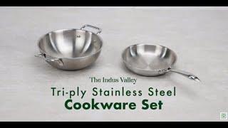 Tri ply Stainless Steel Kadai and Frypan | The Indus Valley | Healthy Cookware