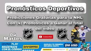 Martes 04 "Pronósticos Deportivos" #nhl #hockey #nhlpicks #pronosticosnhl #apuestas #parleygratis