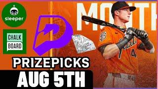 MLB PRIZEPICKS | CHALKBOARD | SLEEPER | PROP PICKS | MONDAY | 8/5/2024 | MLB BETTING | BET PROPS