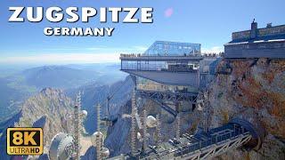 Zugspitze , Germany's Highest Mountain  , With beautiful Views Of The Surrounding Alps in 8K