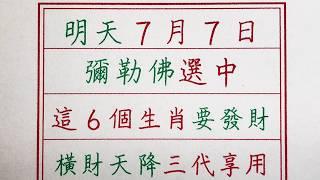 老人言：明天7月7日，彌勒佛選中，這6個生肖要發財，橫財天降三代享用 #硬笔书法 #手写 #中国书法 #中国語 #书法 #老人言 #派利手寫 #生肖運勢 #生肖 #十二生肖