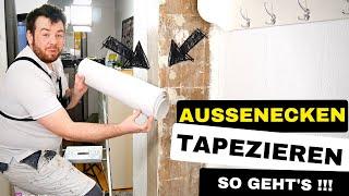 Raufasertapete Außenecken tapezieren | Tapete um die Ecke kleben