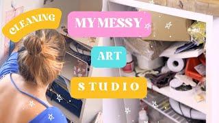 does having an art studio matter?  cleaning up my messy tiny studio | cozy vlog