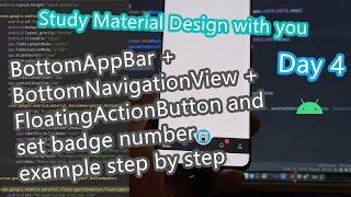 Android Material Design tutorial Day 4 Simple BottomAppBar BottomNavigationView badge number example