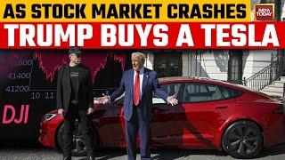 As US Stock Market Falls, Donald Trump Buys A Tesla To Support Elon Musk