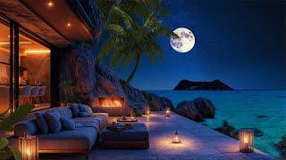 4K Night Beach Relaxation ASMR  Serene Ambience with Soothing Sea Breeze & Nature's Whispers