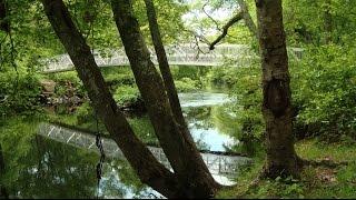 Footbridge spans the Pawcatuck River