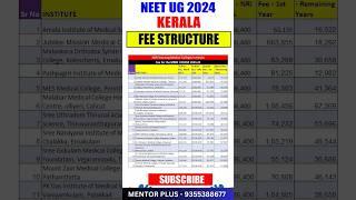 NEET UG 2024  Kerala MBBS Fee Structure  Low Fee Private Colleges #shorts #viral #neet #neet2024