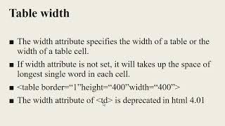 HTML Table Tag-height, width and caption attributes | Part 16