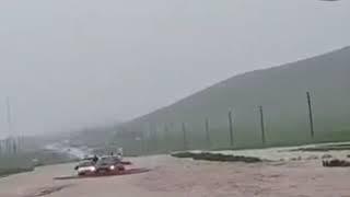 The Kuhdasht road in Lorestan Province, western Iran, has completely been engulfed by floodwaters