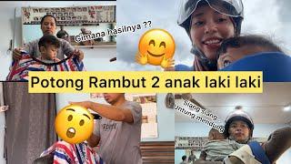 Potong rambut 2 anak laki laki sekaligus | ibu anak 3 | siang siang potong rambut | IRT | VLOG IRT