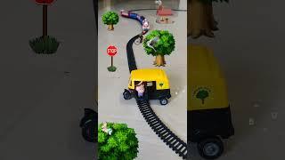 Auto Rickshaw is stuck on the railway track and train is approaching fast | Centy Train in Thailand