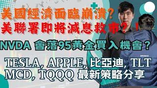 美國經濟面臨崩潰？美聯署即將減息救市？！NVDA 黃金買入機會？ Tesla,  Apple, 比亞迪, TLT, MCD, TQQQ 最新策略分享