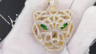 Gold 3D Tiger Face Hollow CZ Hip Hop Bling Bling Pendant | Detailed Custom Iced Out Jewelry K21100G