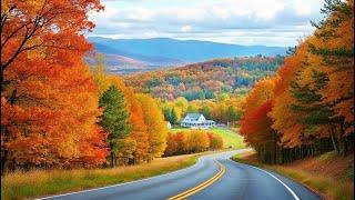 Autumn Drive - American Countryside  Vermont and New Hampshire 4K New England Foliage