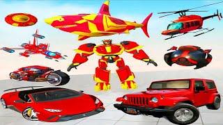 Grand Shark Robot Car Ufo Drone Robot Transform Game 2021 - Android Gameplay